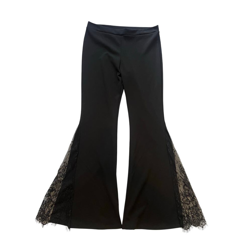 Minette Vtg Black Lace Flare Pants High Waisted Bell Bottoms Festival Med 8